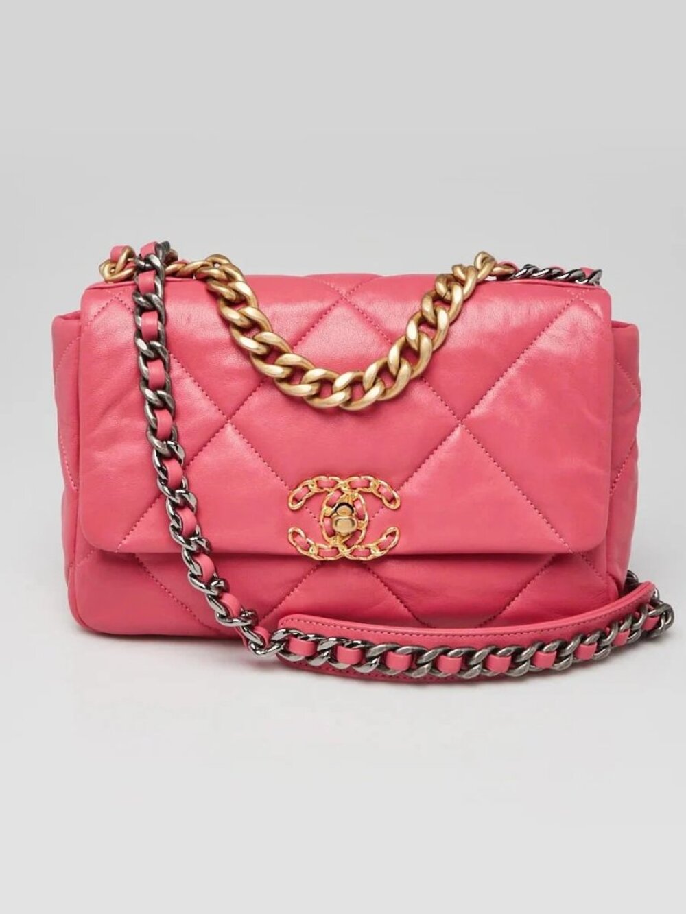 Chanel Pink Quilted Lambskin Leather Medium Chanel 19 Bag